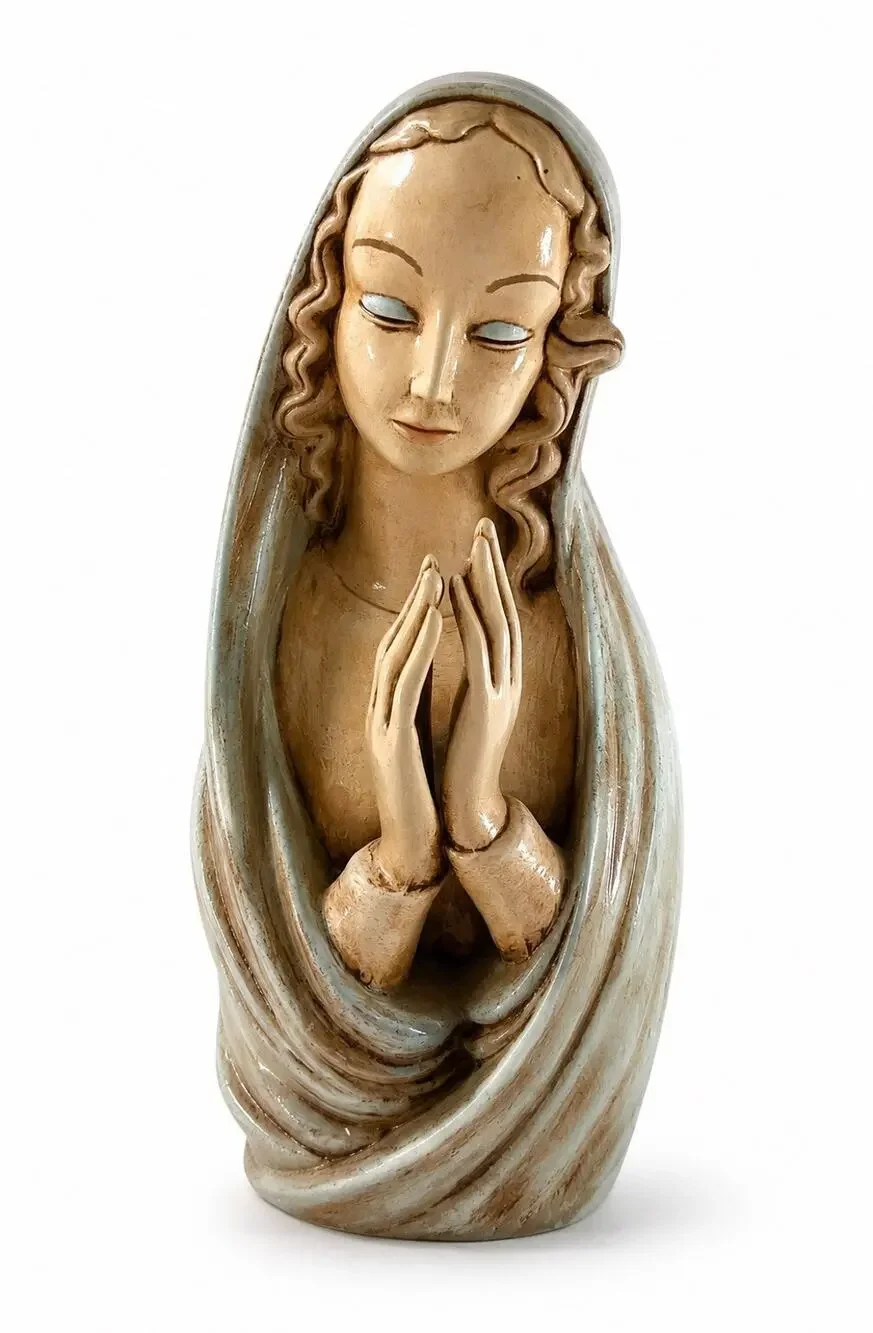 Vintage Praying Virgin Mary Madonna Ceramic Figurine 9.5” Religious Decor